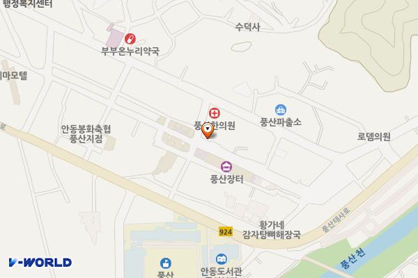 풍산장터 小 위치 지도 — 경상북도 안동시 풍산읍 장터중앙길 16-1