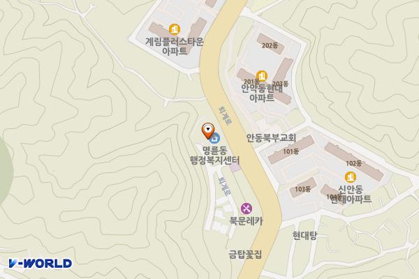명륜동행정복지센터 위치 지도 — 경상북도 안동시 퇴계로 221