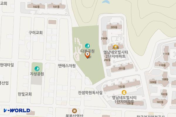 다봉공원 화장실 위치 지도 — 경상북도 구미시 봉곡동 산3