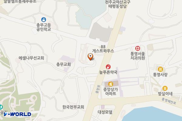 중앙전통시장 주차장 위치 지도 — 경상남도 통영시 문화동 159