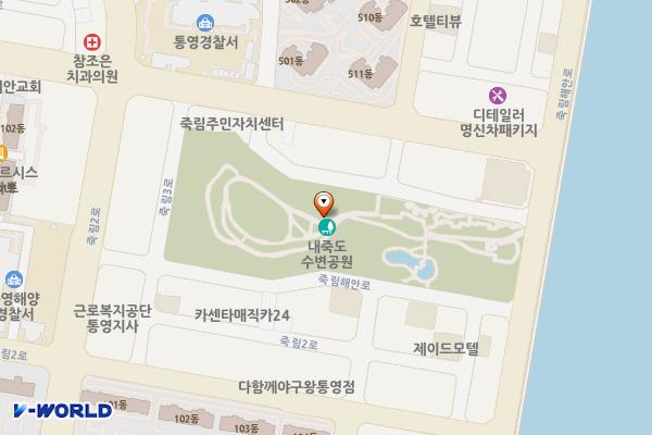 내죽도공원주차장 위치 지도 — 경상남도 통영시 광도면 죽림리 1574-3
