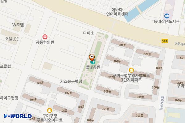 별빛공원 화장실 위치 지도 — 경상북도 구미시 구평동 452