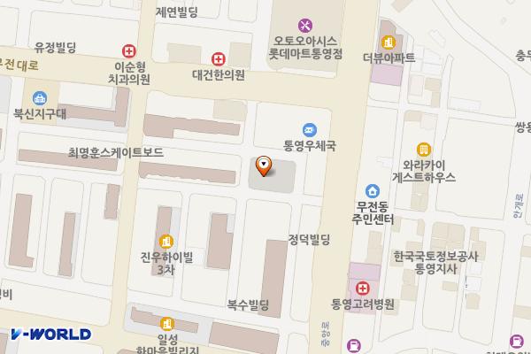 무전제1주차장 위치 지도 — 경상남도 통영시 무전동 1035