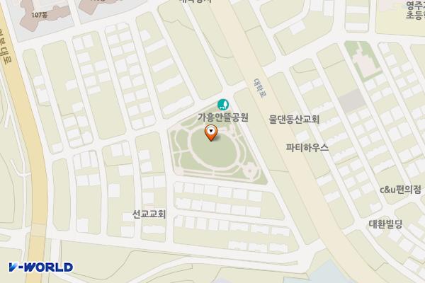 가흥안뜰공원 위치 지도 — 경상북도 영주시 대학로 163번길 2-39