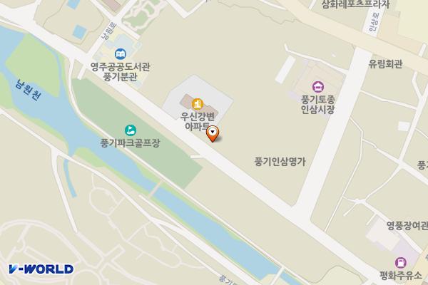 남원로화장실 (남원천변 우신강편아파트 정자 옆) 위치 지도 — 경상북도 영주시 풍기읍 남원로 132