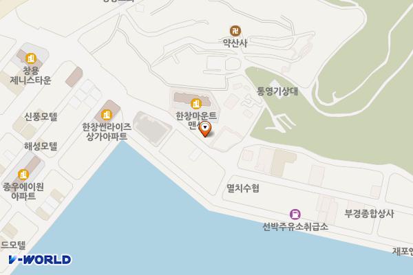 청마문학관주차장 위치 지도 — 경상남도 통영시 정량동 1396-1