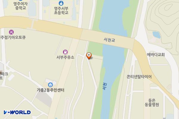 하나홈마트 건너편(1번) 위치 지도 — 경상북도 영주시 가흥동 1381-1