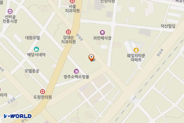 대박시장 내 화장실 위치 지도 — 경상북도 영주시 중앙로 80번길 33-12