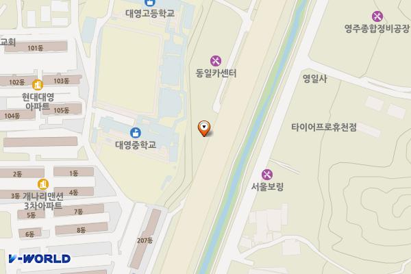 대영중학교 옆(10번) 위치 지도 — 경상북도 영주시 휴천동 1766-6