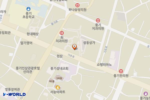 풍기읍 성동상가 주차장 위치 지도 — 경상북도 영주시 풍기읍 기주로 82-5