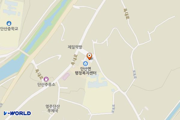 단산면사무소 위치 지도 — 경상북도 영주시 단산면 옥대로 36