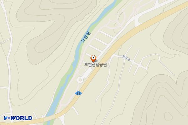 보현산댐 하류공원 캠핑장화장실 위치 지도 — 경상북도 영천시 화북면 횡계리 528-1