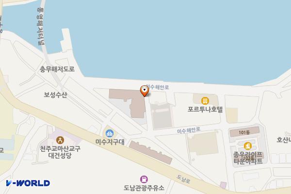 미륵도횟집거리노상주차장 위치 지도 — 경상남도 통영시 미수동 1-10