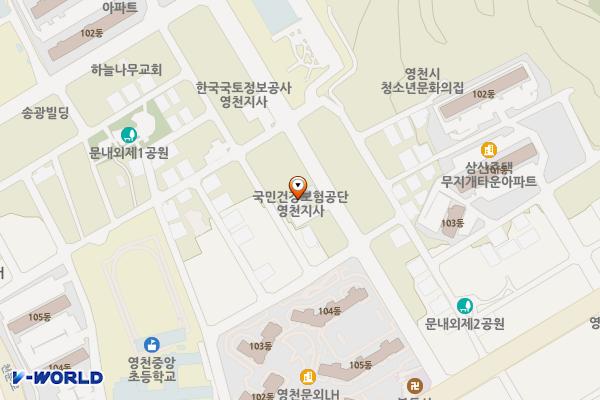 국민건강보험공단영천지사 위치 지도 — 경상북도 영천시 중앙동1길 45, 국민건강보험공단 (문외동)