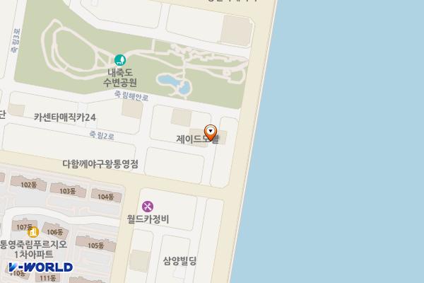 내죽도공원 제2 노상주차장 위치 지도 — 경상남도 통영시 광도면 죽림리 1574-66