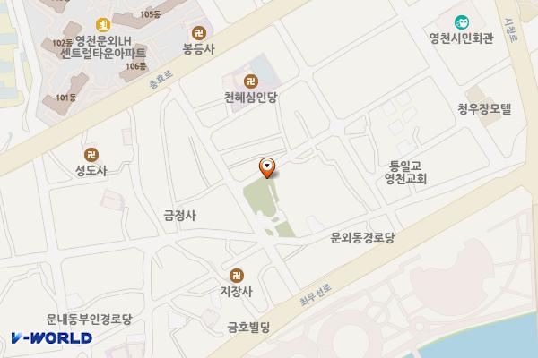 중앙공원 위치 지도 — 경상북도 영천시 문외3길 8, 중앙공원 공중화장실 (문외동)