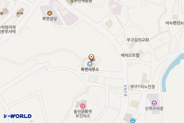 흥부시장 공영주차장 위치 지도 — 경상북도 울진군 북면 부구3길12