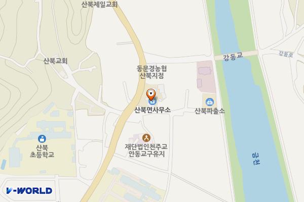 산북면행정복지센터 위치 지도 — 경상북도 문경시 산북면 금천로 586