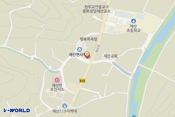 재산면사무소 주변 위치 지도 — 경상북도 봉화군 재산면 재산로 499