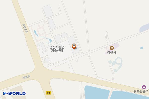 농업기술센터 위치 지도 — 경상북도 경산시 자인면 계정길 7 (북사리 520번지)
