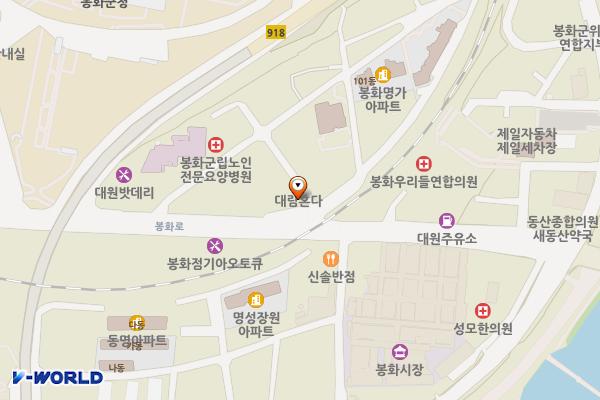 후계자 농묘, 백화점 주변 위치 지도 — 경상북도 봉화군 봉화읍 봉화로 1139