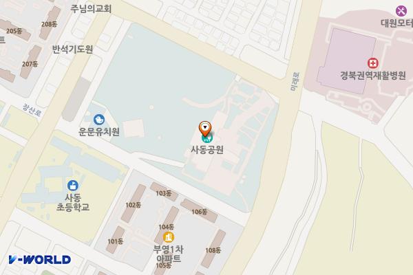 사동근린공원 위치 지도 — 경상북도 경산시 박물관로 46