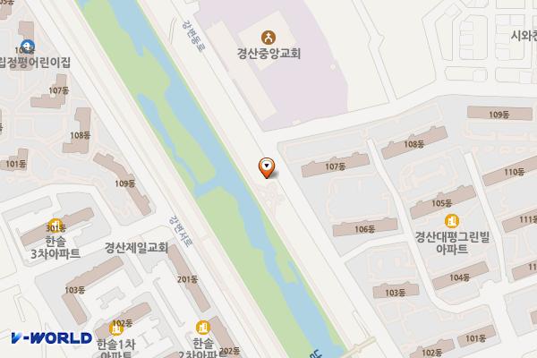 남천변공중화장실(파크골프장) 위치 지도 — 경상북도 경산시 강변동로 333, 공중화장실 (대평동)