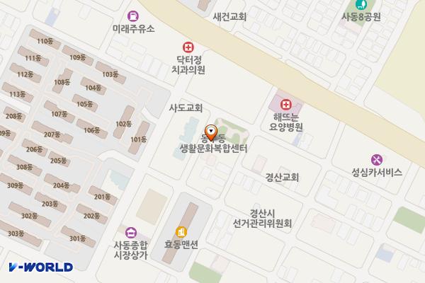 동부동 생활문화복합센터 위치 지도 — 경상북도 경산시 원효로34길 12 (사동, 동부동주민센터)