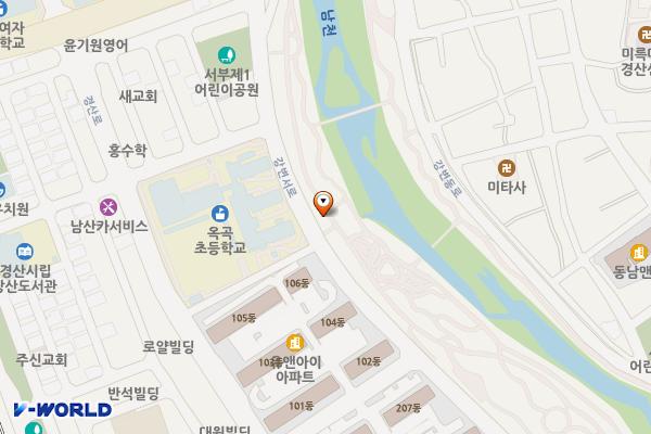 남천변 공중화장실(옥곡동) 위치 지도 — 경상북도 경산시 강변서로 72, 공중화장실 (옥곡동)