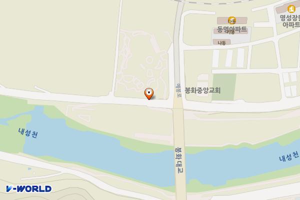 봉화군 테니스장(공영주차장) 위치 지도 — 경상북도 봉화군 봉화읍 내성리 412-3