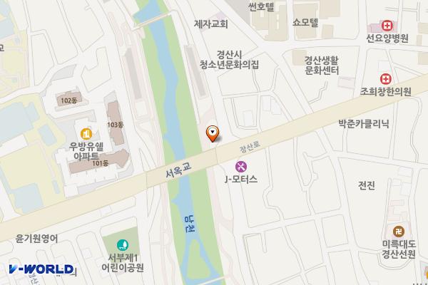 남천변 공중화장실(서옥교) 위치 지도 — 경상북도 경산시 강변동로 75 (서상동)