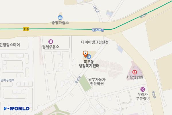 북부동행정복지센터 위치 지도 — 경상북도 경산시 중방로 125
