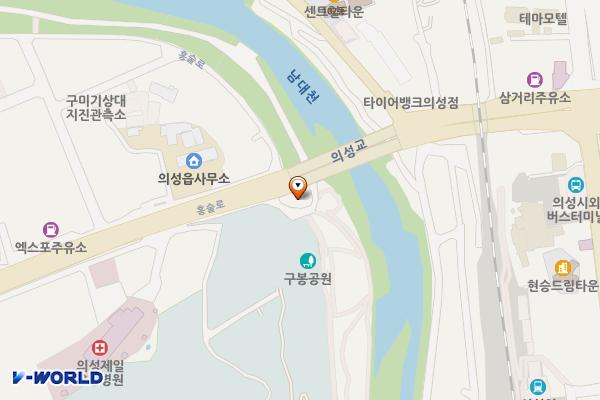 남대천고향의강 산림욕장 화장실 위치 지도 — 경상북도 의성군 의성읍 홍술로 108