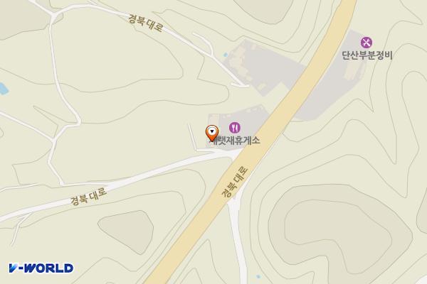 재랫재휴게소 화장실 위치 지도 — 경상북도 의성군 단촌면 경북대로 6223