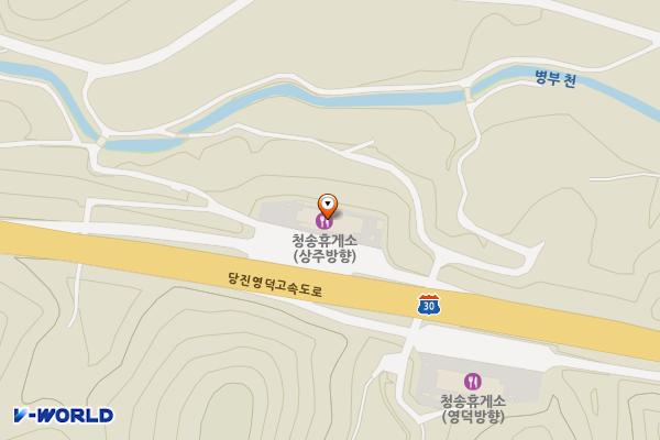 고속도로 휴게소(상주방면) 위치 지도 — 경상북도 청송군 파천면 중평병부길 203-92