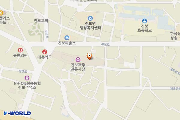 진보시장1(신축건물) 위치 지도 — 경상북도 청송군 진보면 진안남2길 9