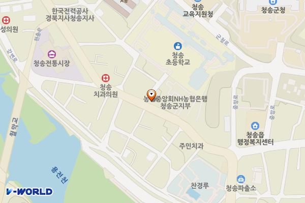 청송초등학교 위치 지도 — 경상북도 청송군 청송읍 중앙로 229-10, 청송초등학교