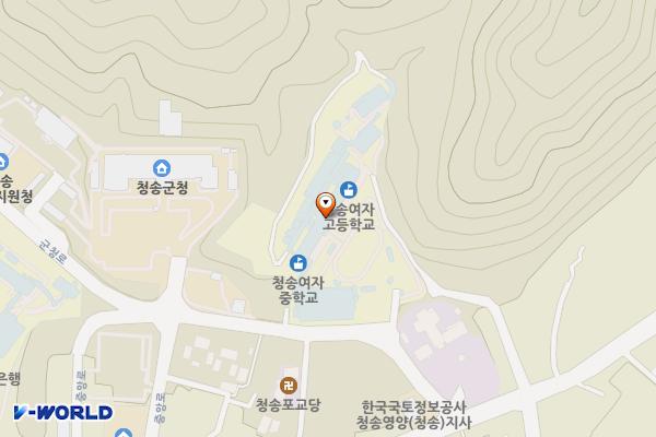 청송여자중고등학교본관 위치 지도 — 경상북도 청송군 청송읍 군청로 69, 청송여중고등학교