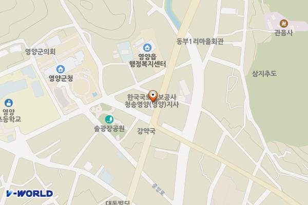 한국국토정보공사 위치 지도 — 경상북도 영양군 영양읍 중앙로 143