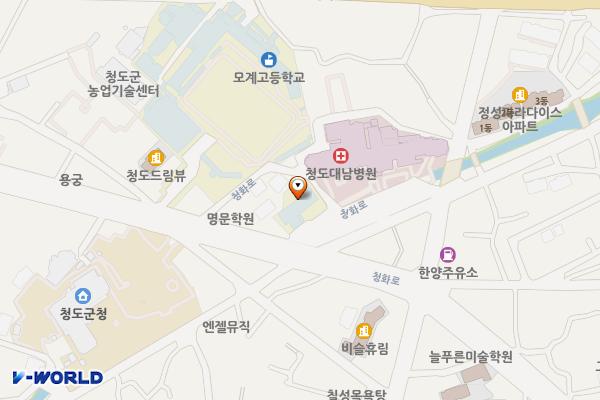 청도어린이도서관 위치 지도 — 경상북도 청도군 화양읍 범곡리124-1