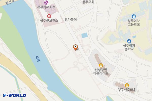 성밖숲정보센터 위치 지도 — 경상북도 성주군 성주읍 성밖숲길 30