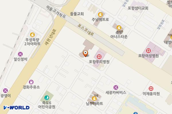 병원유료주차장 위치 지도 — 경상북도 포항시 북구 죽도동 646-14