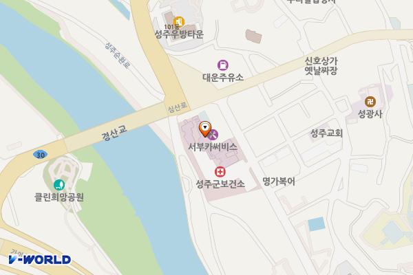 성주군보건소(건강증진센터) 위치 지도 — 경상북도 성주군 성주읍 성밖숲길 12