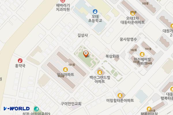 북삼2 해오름공원화장실(인평제5공원) 위치 지도 — 경상북도 칠곡군 북삼읍 인평리 1087