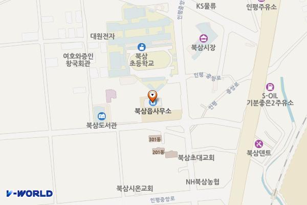 북삼 평생학습복지센터 위치 지도 — 경상북도 칠곡군 북삼읍 인평1길 6, 북삼읍사무소