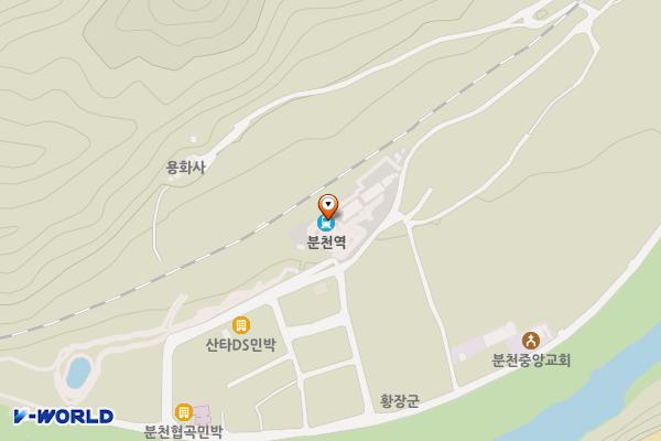 산타마을 위치 지도 — 경상북도 봉화군 소천면 분천길 49