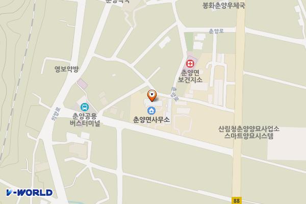 면사무소 주차장 앞 위치 지도 — 경상북도 봉화군 춘양면 의양로5길 19