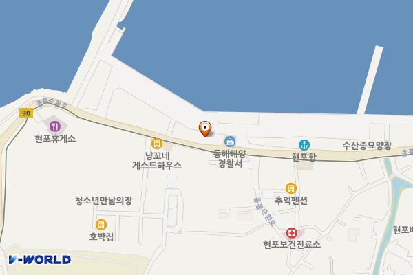 현포버스승강장(현포항물류창고) 위치 지도 — 경상북도 울릉군 북면 울릉순환로 2621