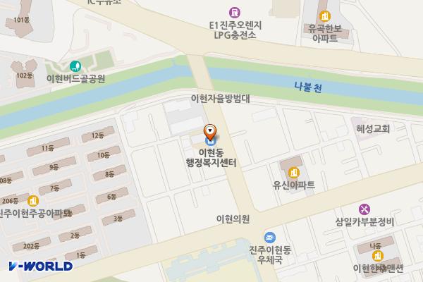 이현동행정복지센터 위치 지도 — 경상남도 진주시 평거로 287