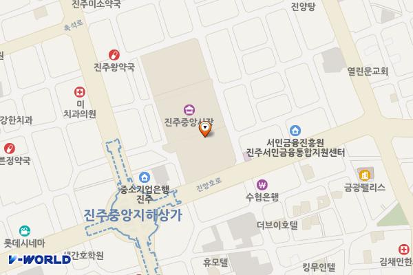중앙시장 서쪽 위치 지도 — 경상남도 진주시 진양호로 553